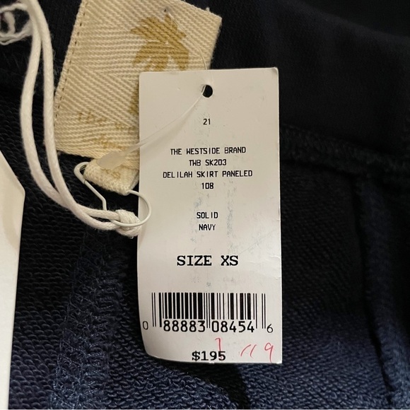 NWT The Westside Delilah Skirt Paneled Solid Navy Blue Terrycloth Size XS - Picture 7 of 8